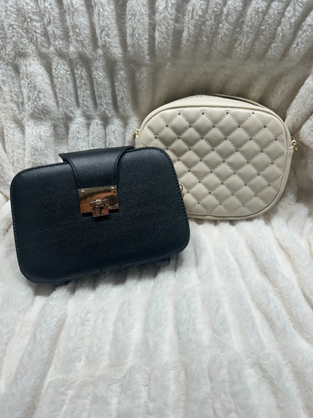 Set of 2 NWOT Crossbody Handbags - Black & Cream Gold Chain